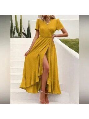 Elegant Pink Wrap Dress